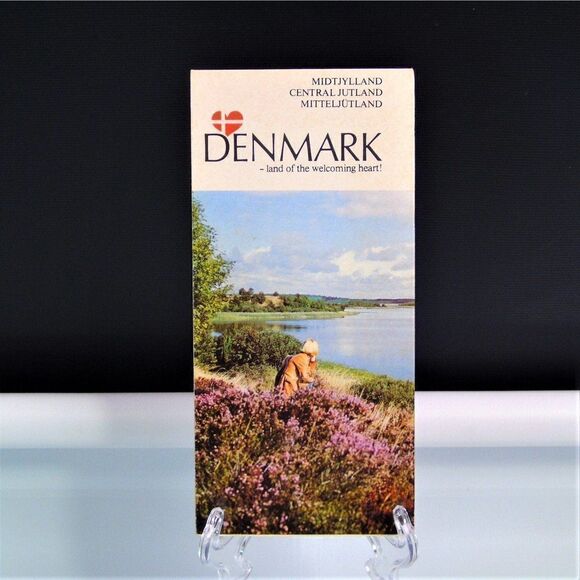 Denmark Tourist Map Vintage 1977 Central Jutland Denmark Land Of Welcoming Heart - Picture 1 of 8